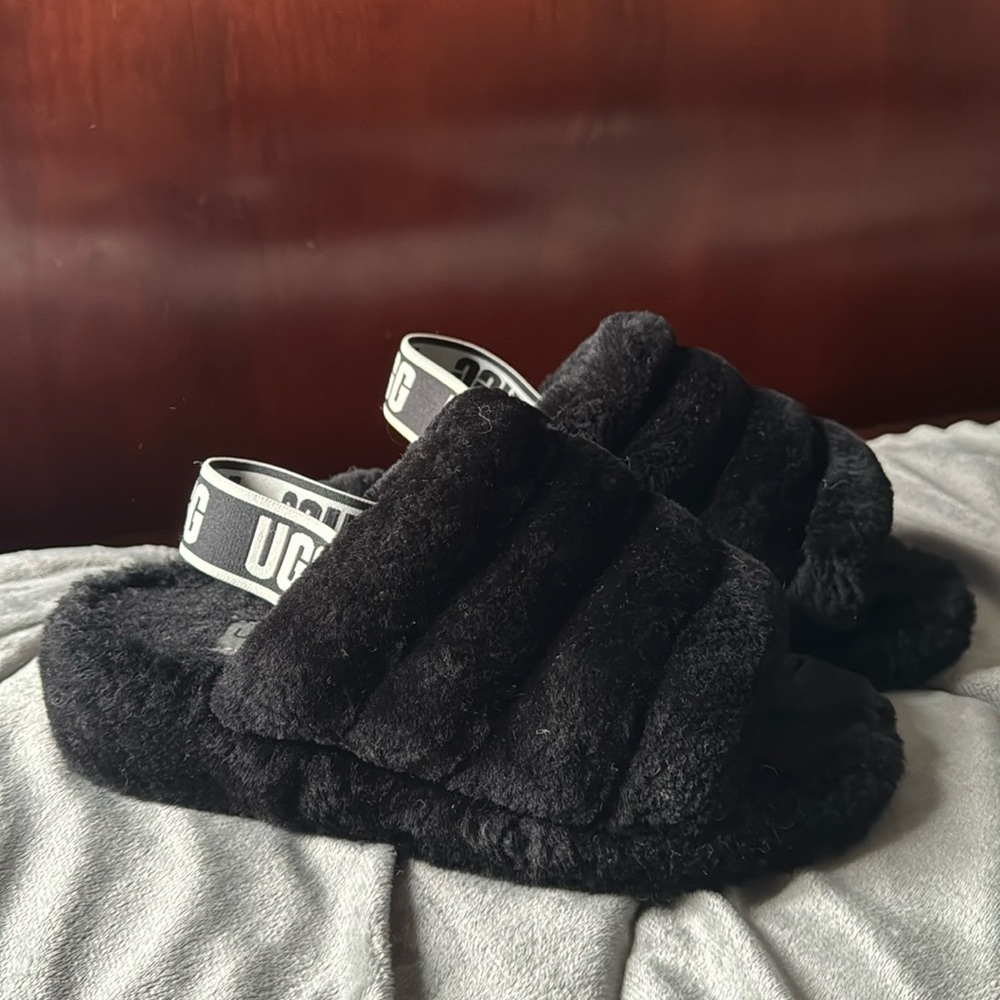 Black UGG slippers